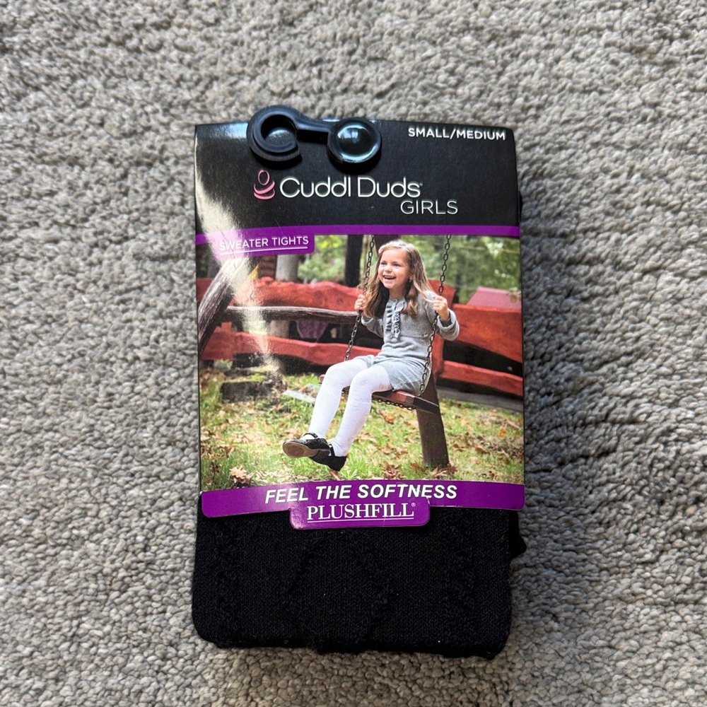 Cuddl Duds Girls Black Sweater Tights small/medium